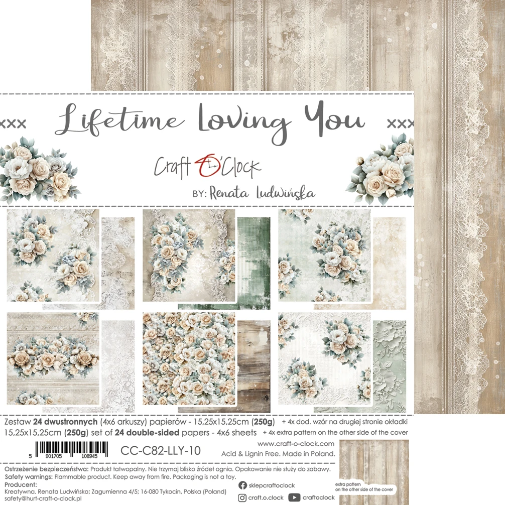 CC-C82-LLY-10 LIFETIME LOVING YOU a set of papers 15,25x15,25cm
