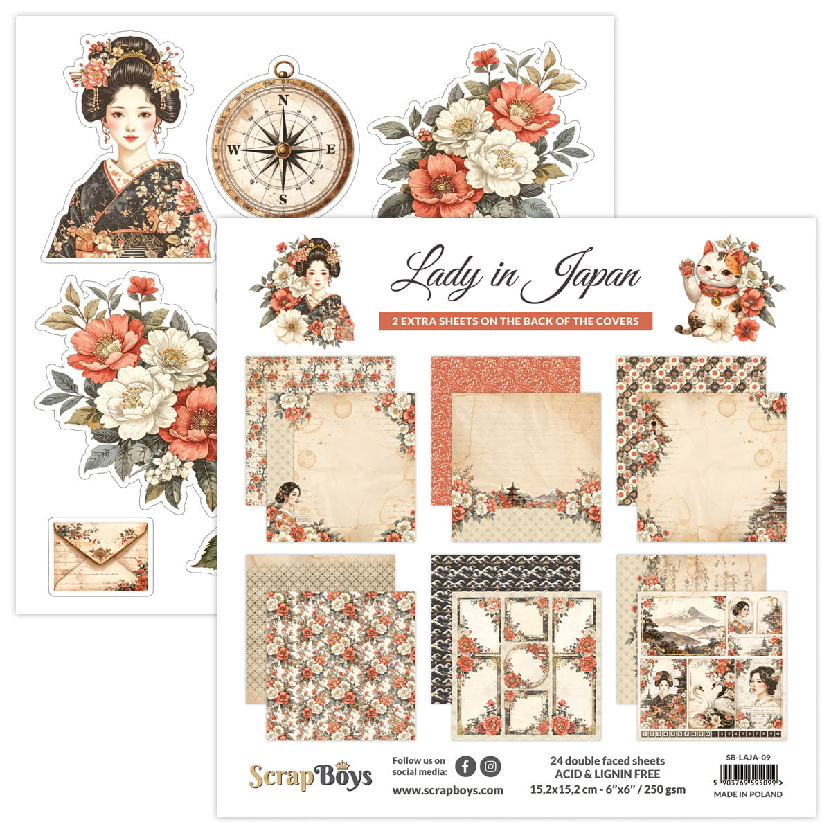 SB-LAJA-09 15,2x15,2 cm Scrap Boys - Lady in Japan