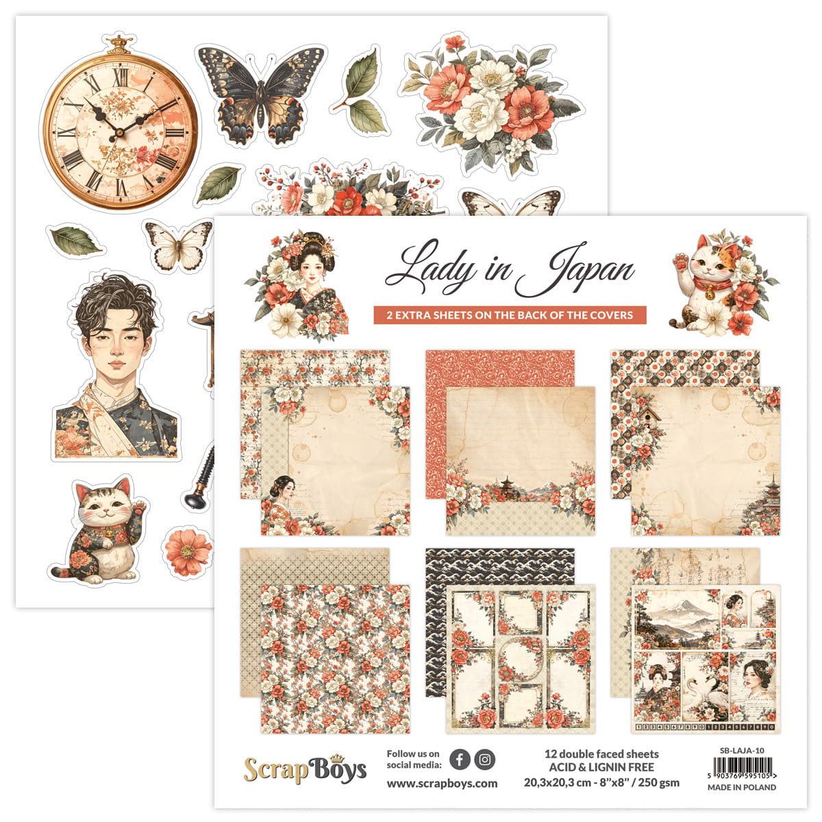 SB-LAJA-10 20,3x20,3 cm Scrap Boys -Lady in Japan