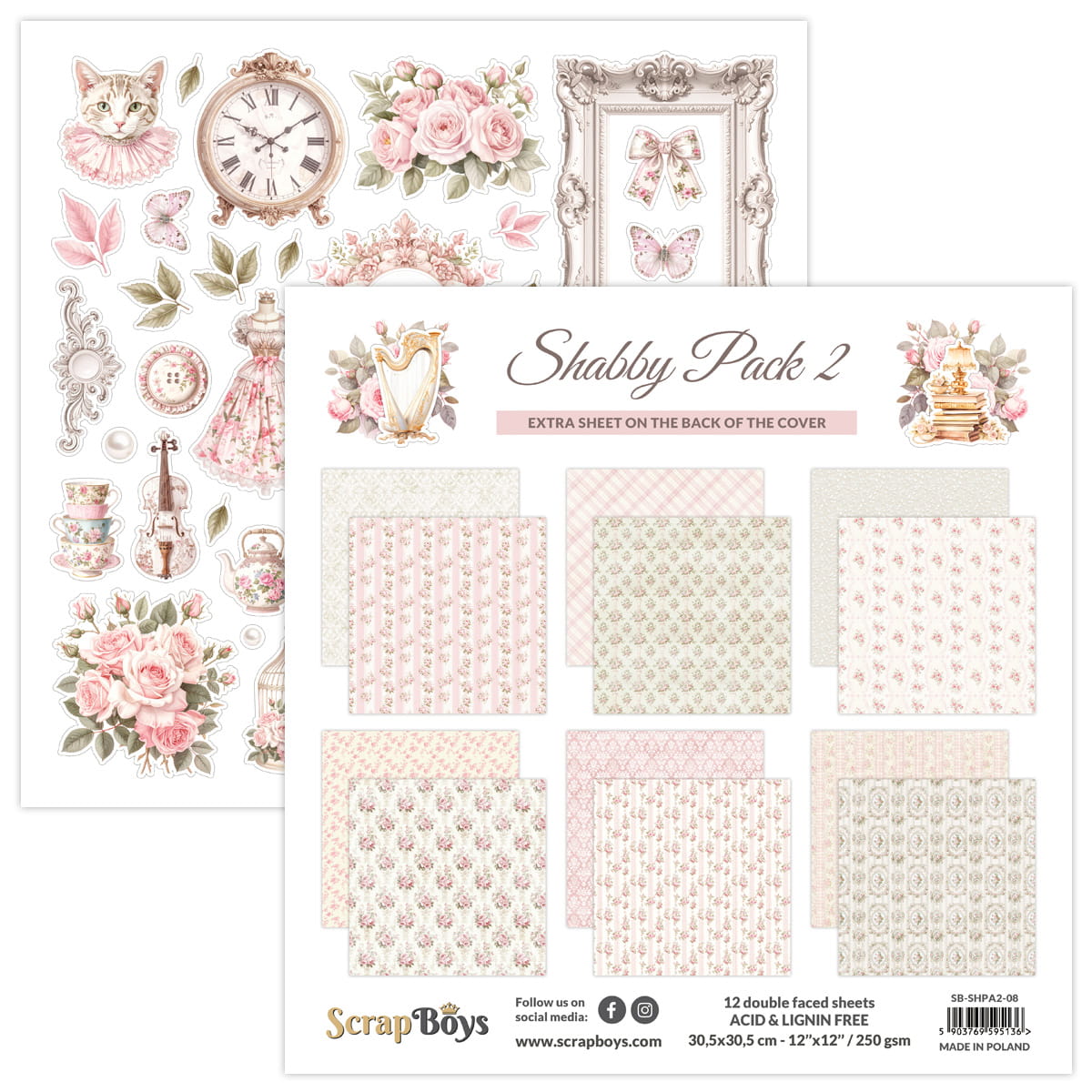 SB-SHPA2-08 30,5x30,5 cm Scrap Boys - Shabby Pack 2