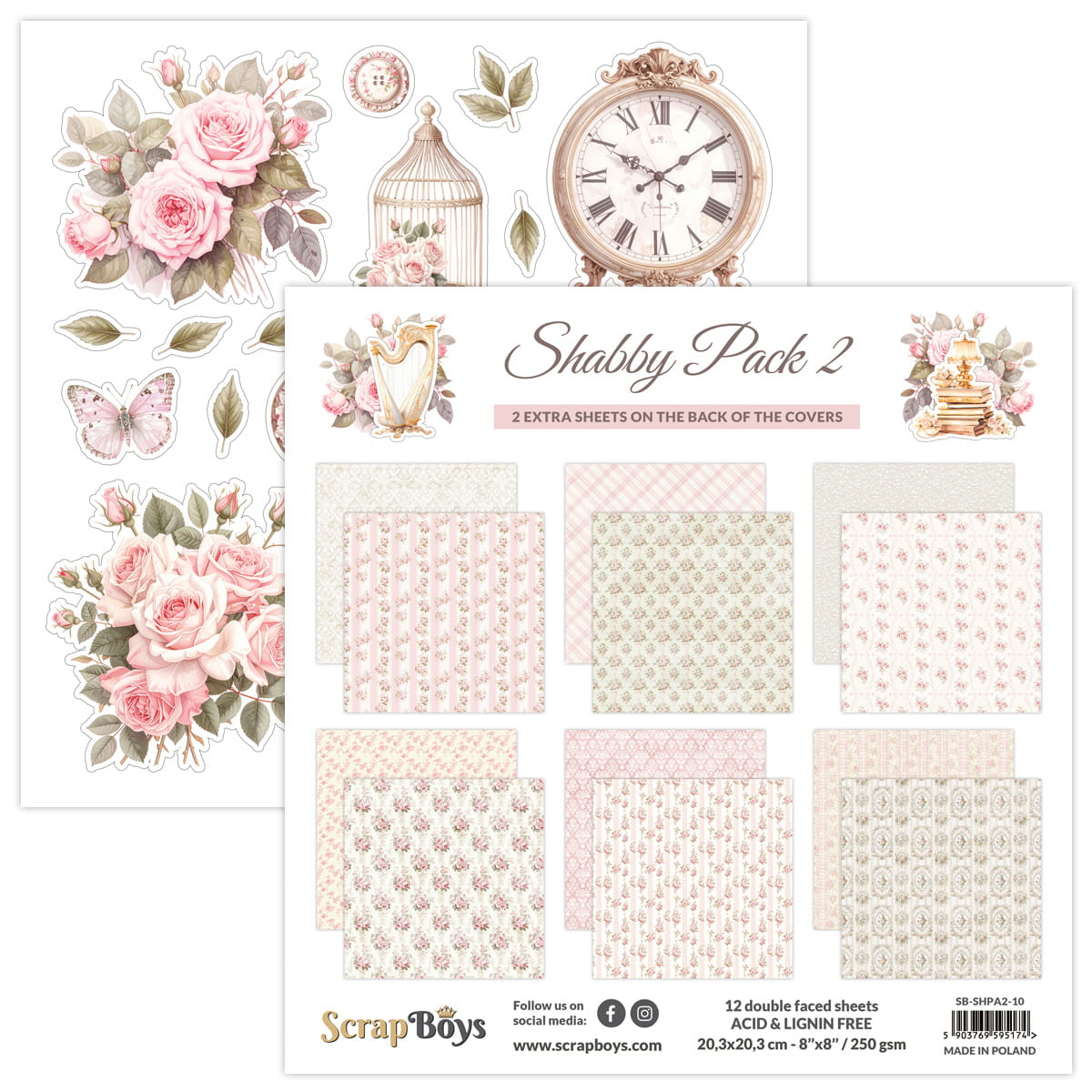 SB-SHPA2-10 20,3x20,3 cm Scrap Boys -Shabby Pack 2