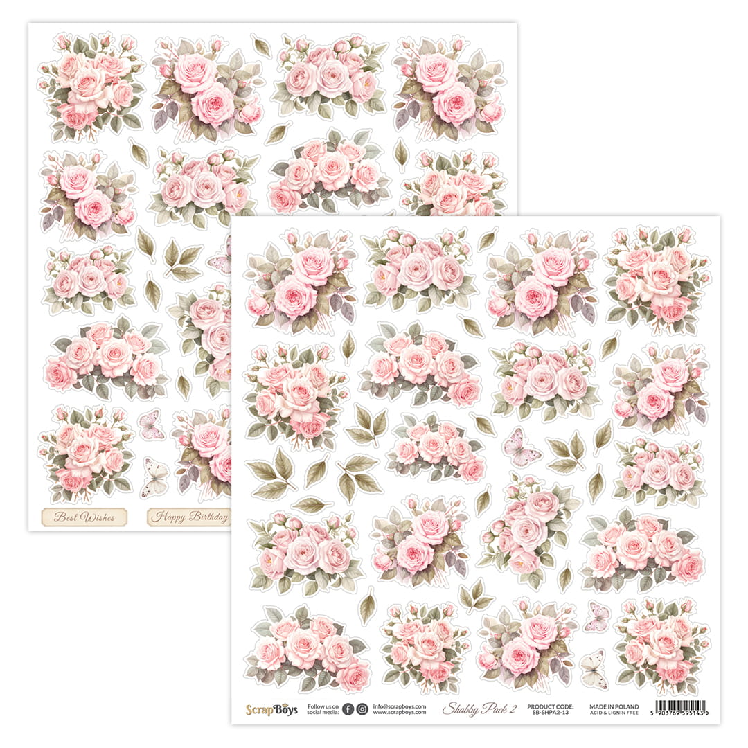 SB-SHPA2-13 Scrap Boys 30,5x30,5cm - Shabby Pack 2 -FLOWERS