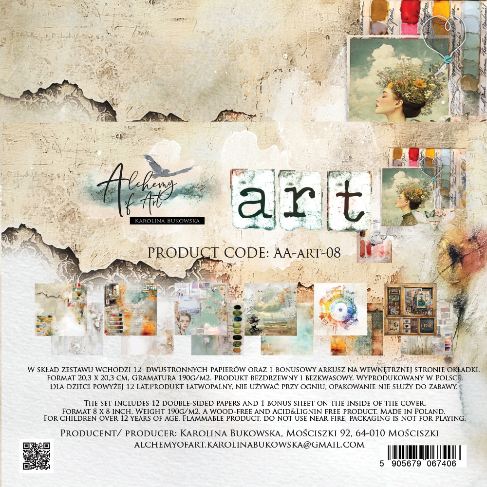 AA-ART-08 Alchemy of Art - 8x8'' - A SET OF PAPERS 20,3x20,3cm ART