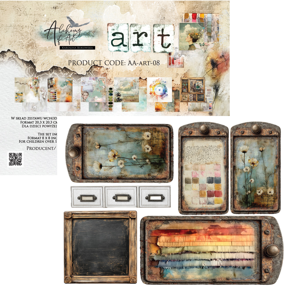 AA-ART-08 Alchemy of Art - 8x8'' - A SET OF PAPERS 20,3x20,3cm ART