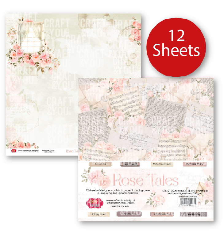 CPS-RT30-12 Paper set 12x12" Rose Tales -12 sheets