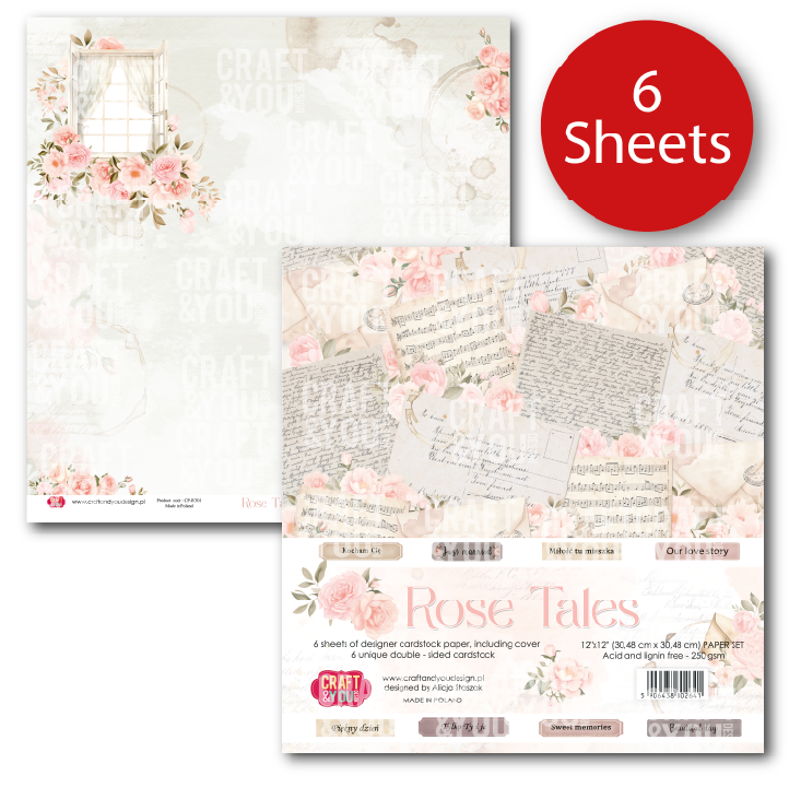 CPS-RT30-6 Paper set 30.5x30.5cm-Craft&You Design - Rose Tales