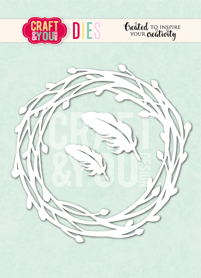 CW407 Cutting Die - Willow Wreath with Feathers- Craft&You Design