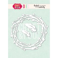 CW407 Cutting Die - Willow Wreath with Feathers- Craft&You Design