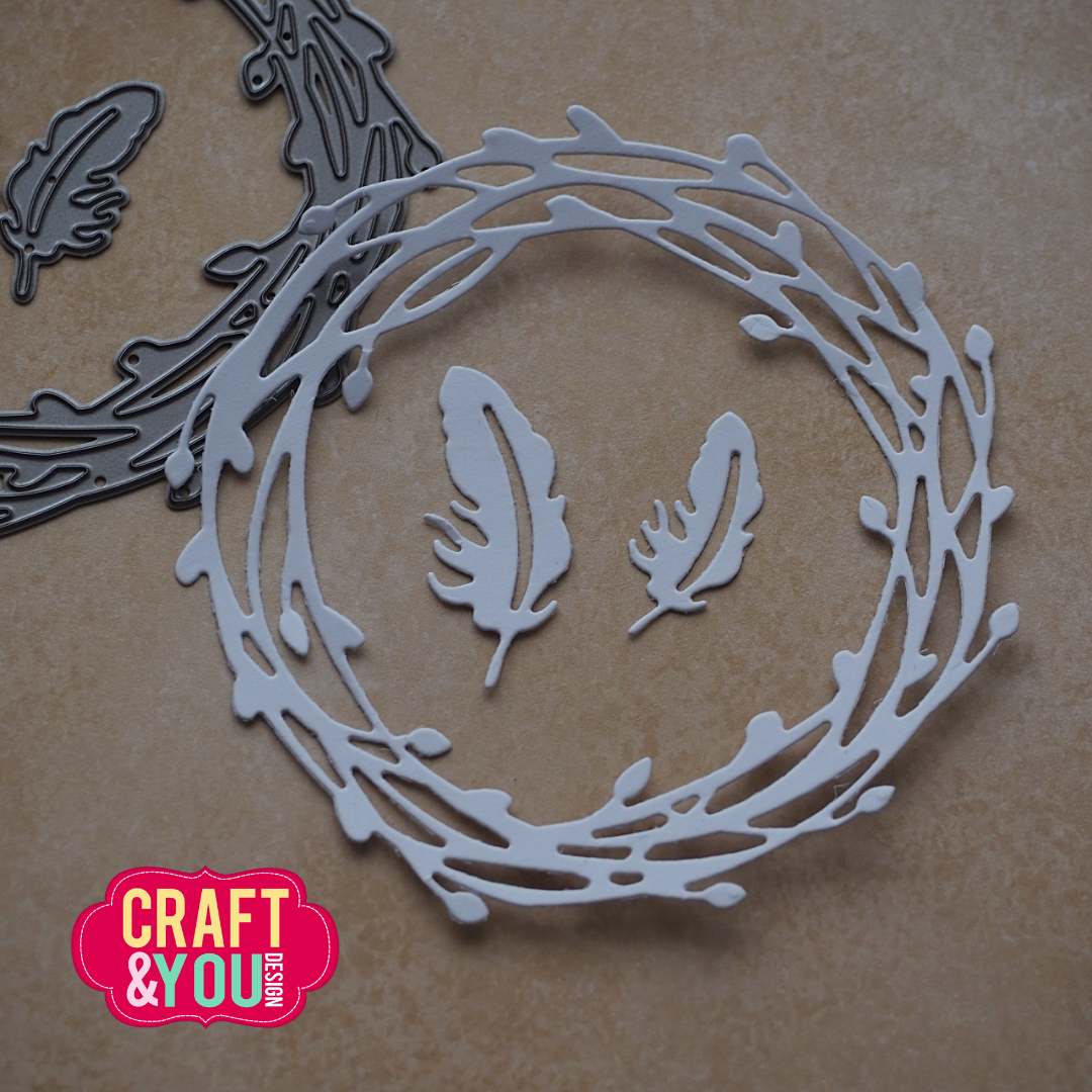 CW407 Cutting Die - Willow Wreath with Feathers- Craft&You Design