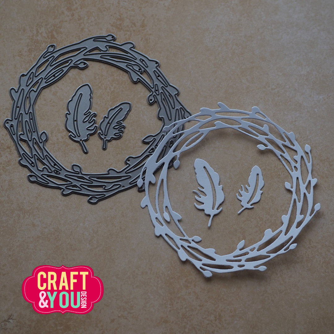 CW407 Cutting Die - Willow Wreath with Feathers- Craft&You Design