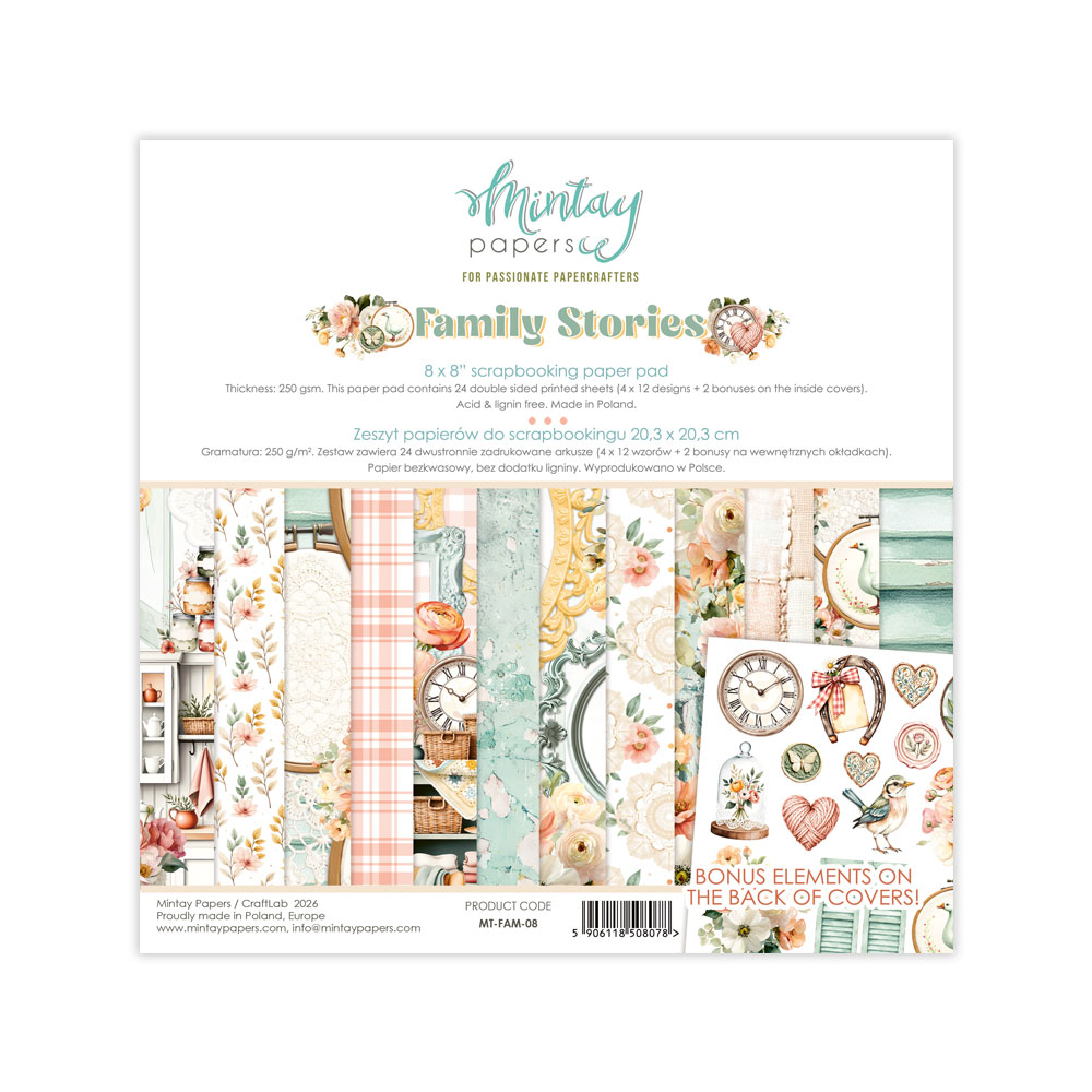 MT-FAM-08 FAMILY STORIES - paper set 20,3x20,3cm