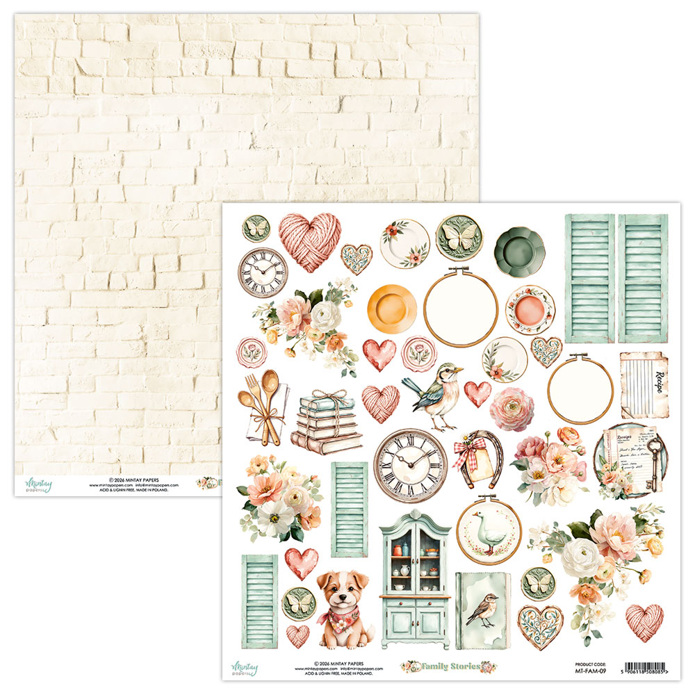 MT-FAM-09 FAMILY STORIES-double-sided paper with elements 30.5x30.5cm