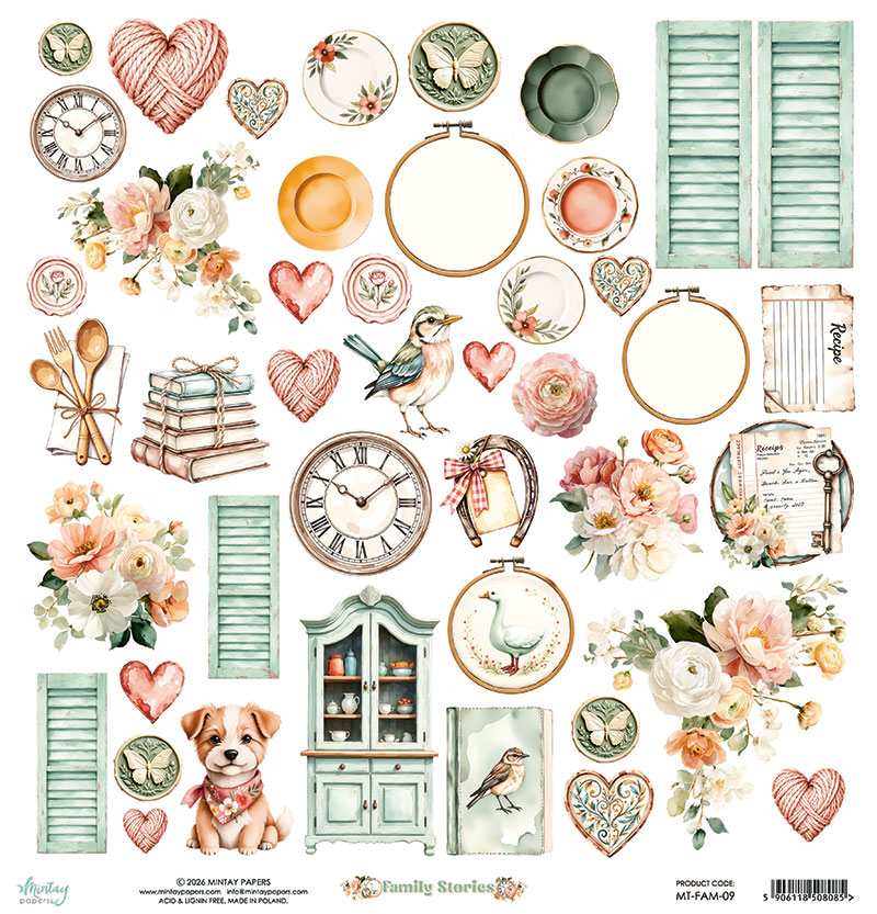 MT-FAM-09 FAMILY STORIES-double-sided paper with elements 30.5x30.5cm
