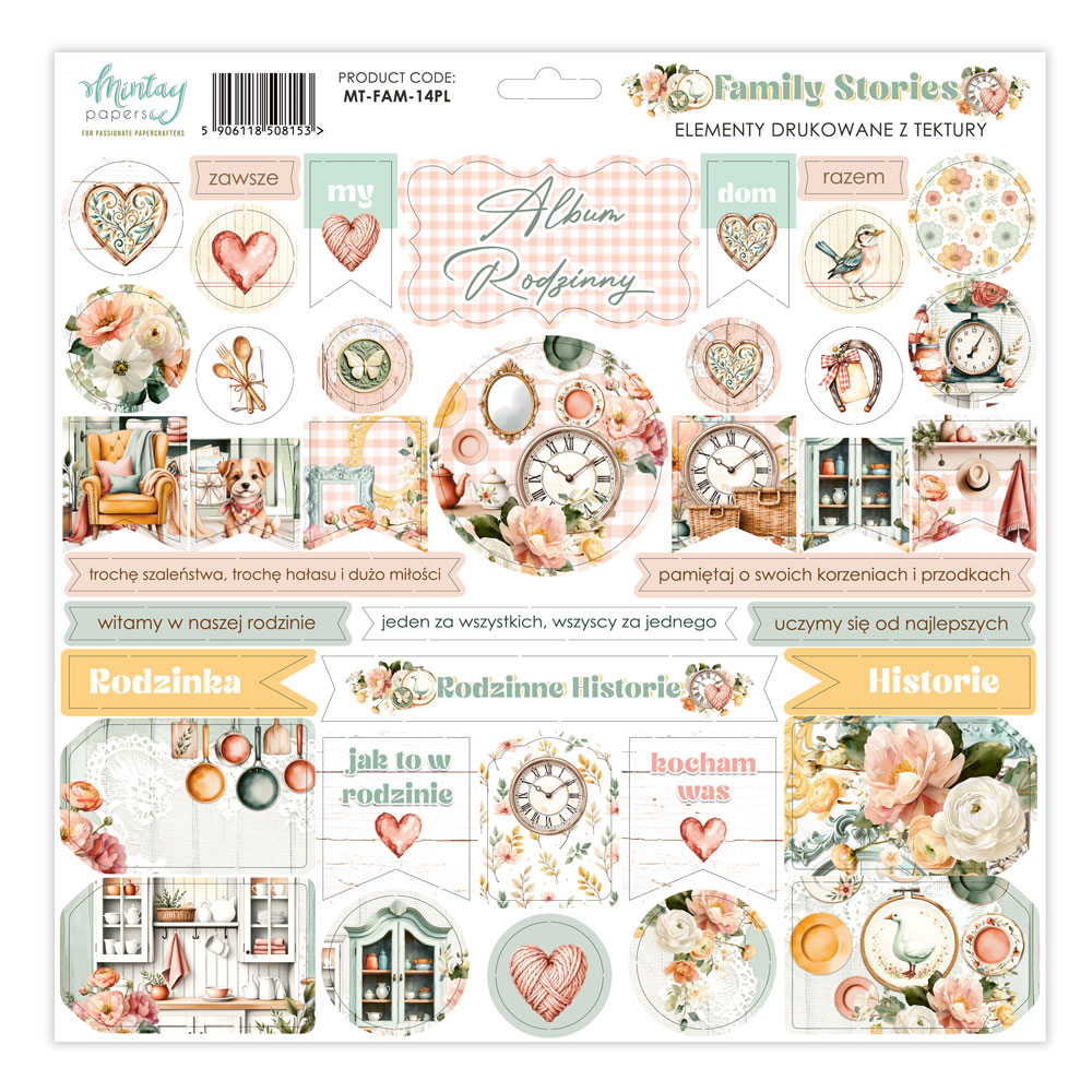 MT-FAM-14PL FAMILY STORIES- Paper stickers - Berrmata elements - PL version