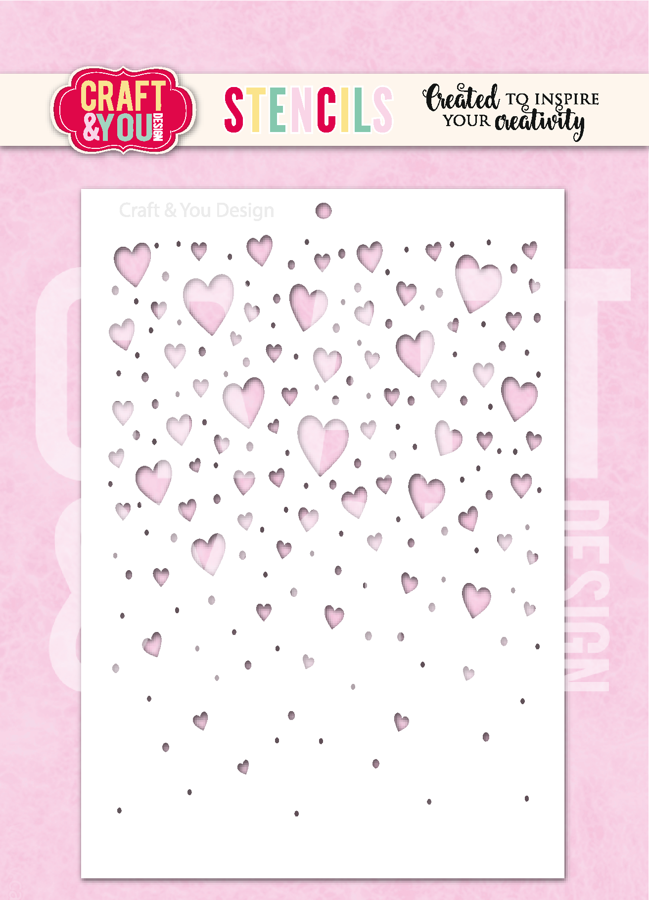 SC019 Stencil Floating Hearts Craft & You Design