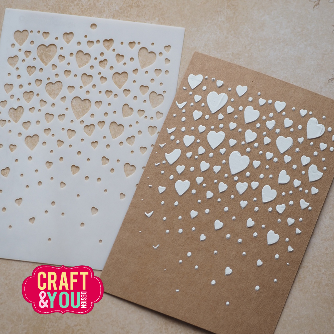 SC019 Stencil Floating Hearts Craft & You Design