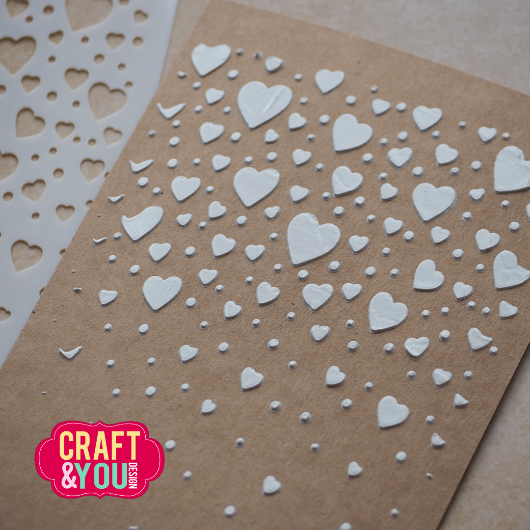 SC019 Stencil Floating Hearts Craft & You Design