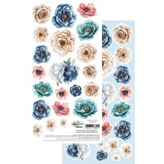 AA-OB-09 Paper sheet 6x12'' Ocean blue flowers