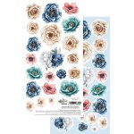 AA-OB-09 Paper sheet 6x12'' Ocean blue flowers