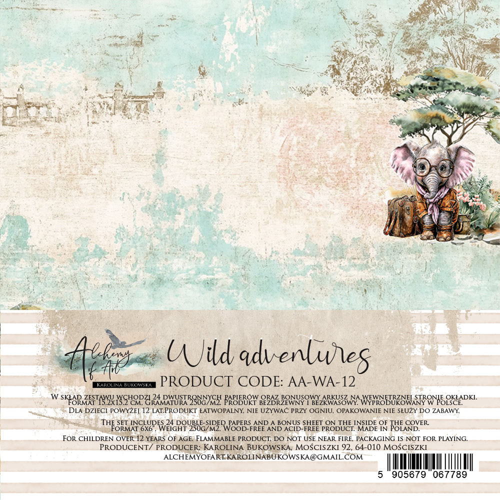 AA-WA-12 Alchemy of Art - 6x6'' - A SET OF PAPERS Wild adventures