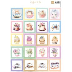 VK9647 Decoupage Sheet A4 Stamps Coffee & Te