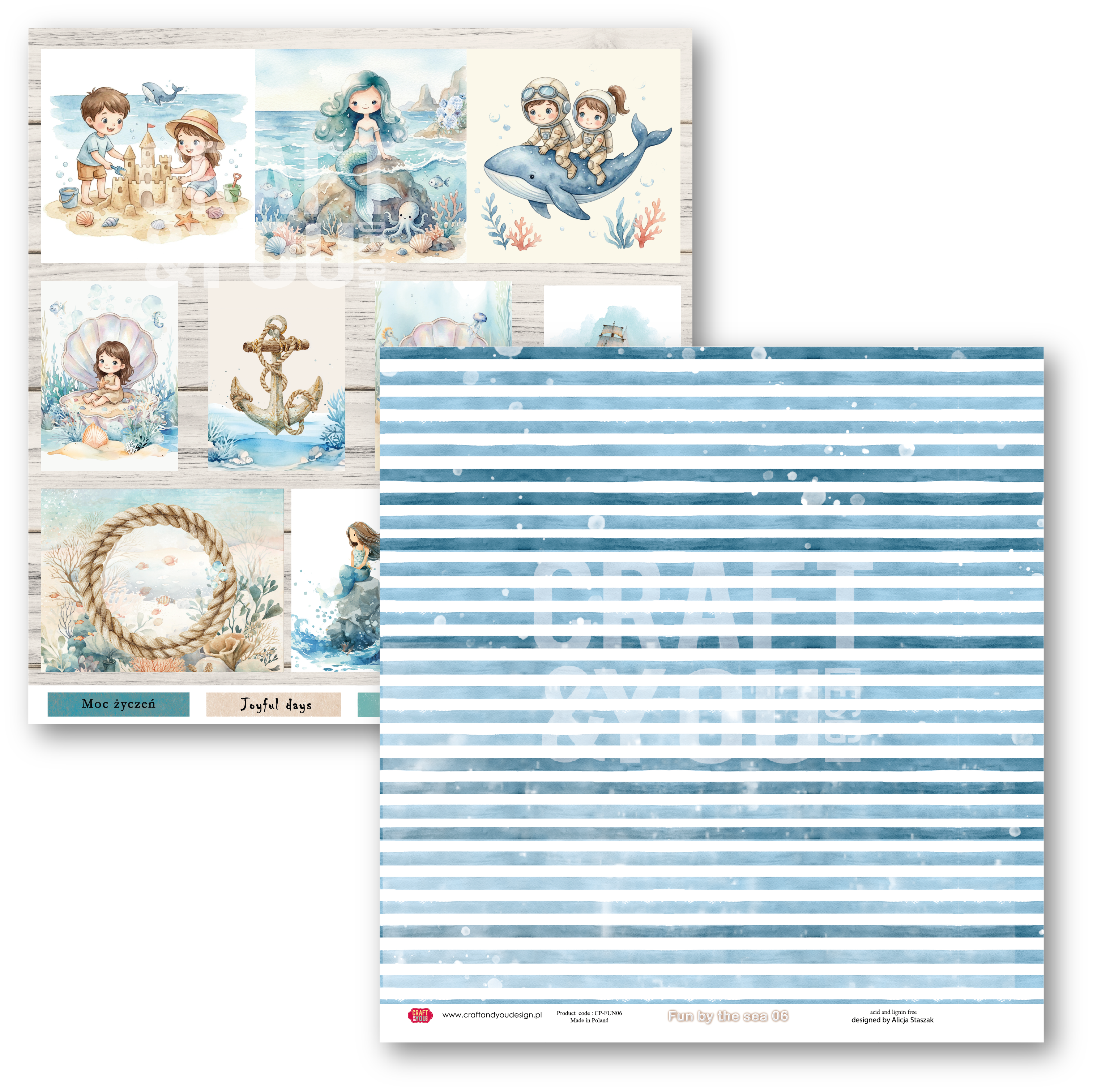 CPS-FUN30-12 Paper set 12x12" FUN BY THE SEA -12 sheets