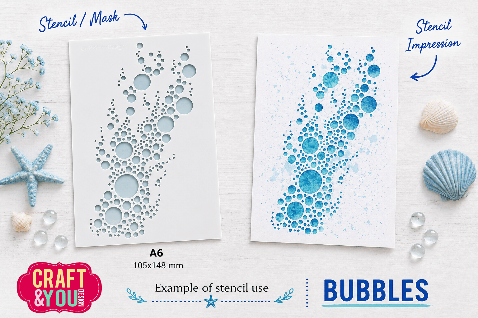 SC020 Stencil Bubbles Craft & You Design