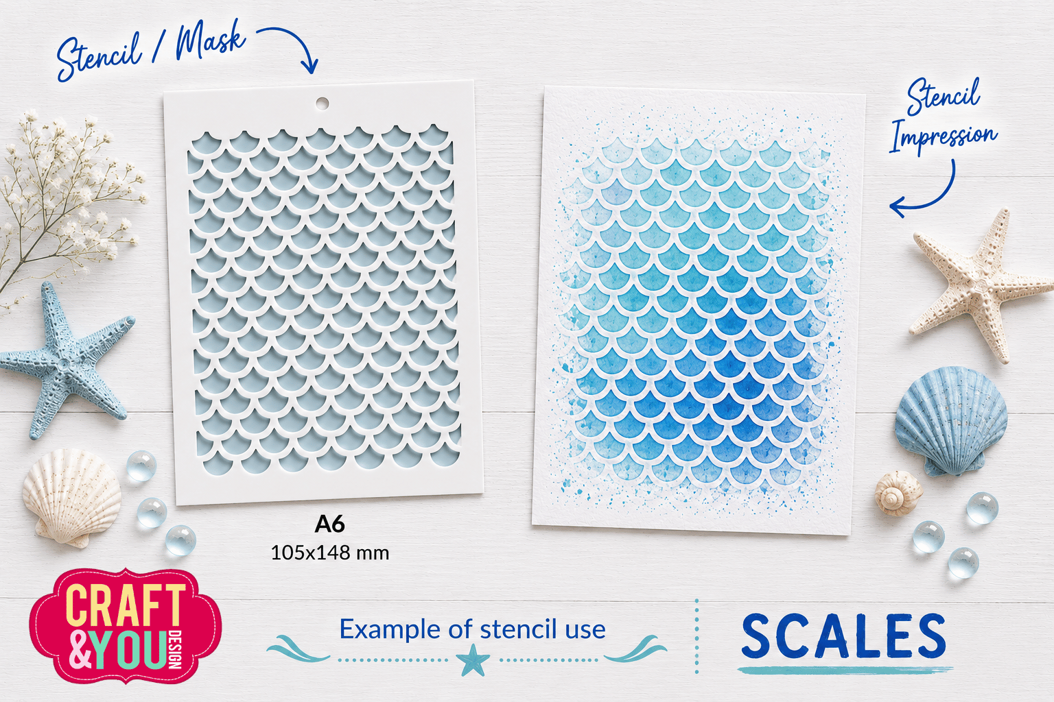 SC021 Stencil Scale Pattern Craft & You Design