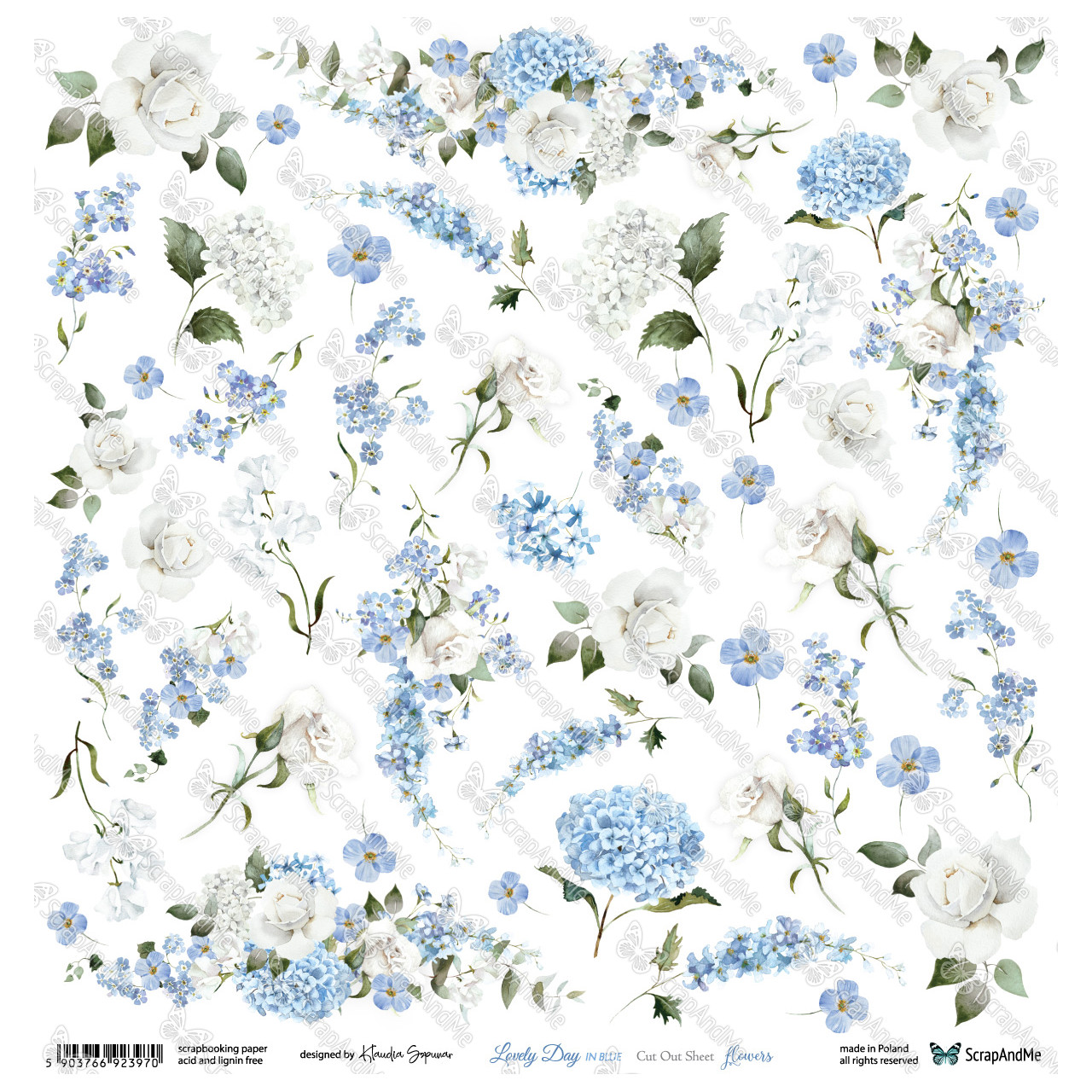 LDIB-12 Lovely Day IN BLUE Flowers ScrapAndMe