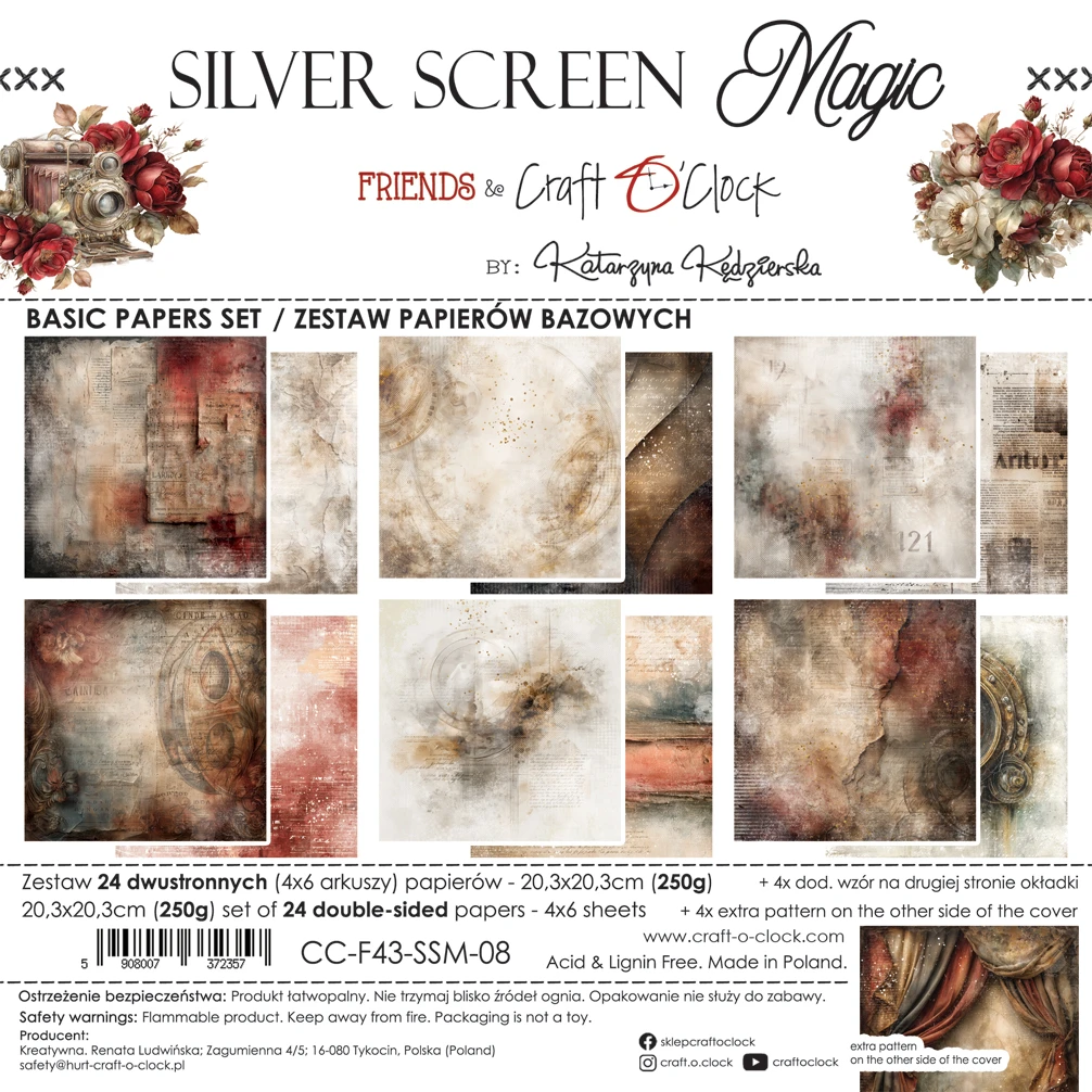 CC-F43-SSM-08 SILVER SCREEN MAGIC - paper pad 20,3x20,3cm -BASIC