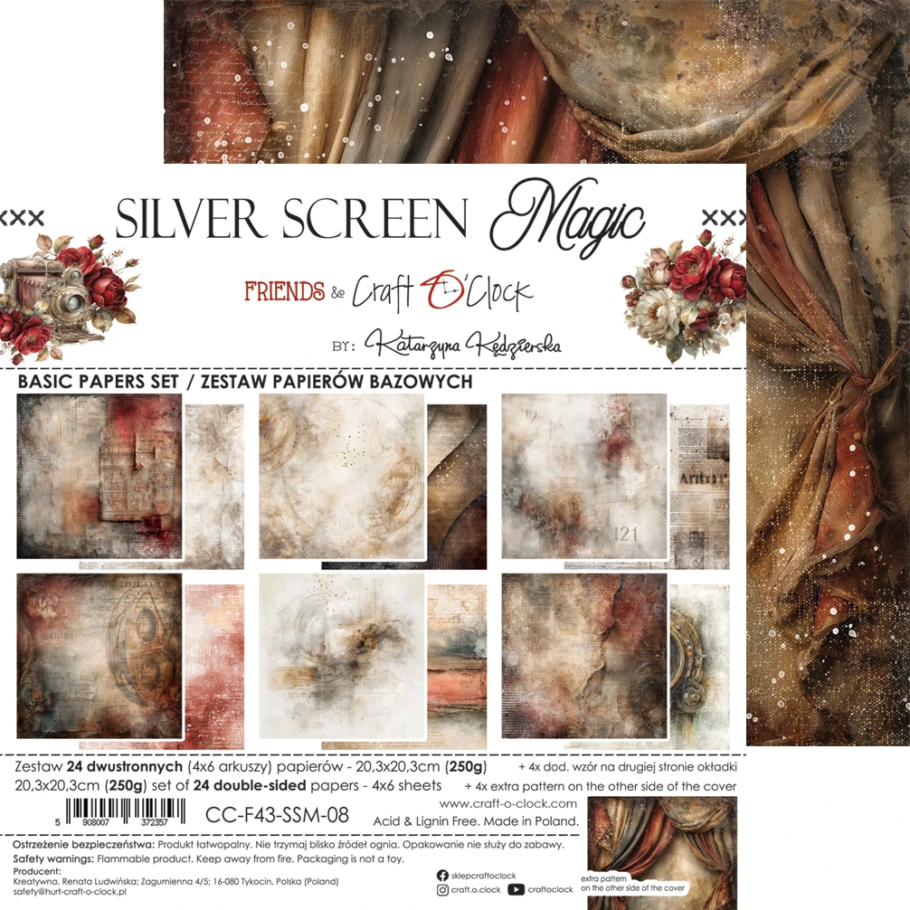 CC-F43-SSM-08 SILVER SCREEN MAGIC - paper pad 20,3x20,3cm -BASIC
