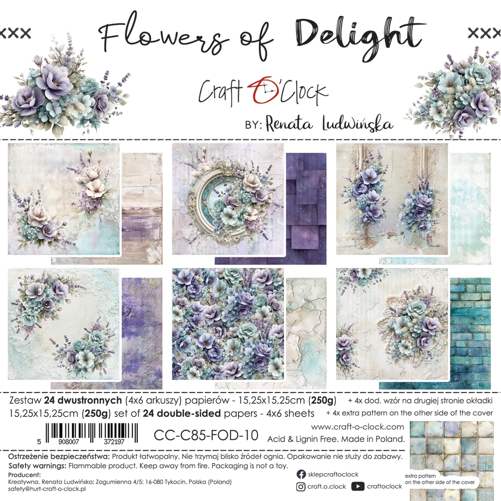CC-C85-FOD-10 FLOWERS OF DELIGHT - paper pad 15,25x15,25cm