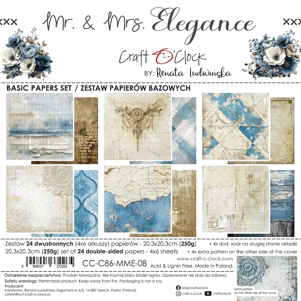 CC-C86-MME-08 MR. & MRS. ELEGANCE - paper pad 20,3x20,3cm -BASIC