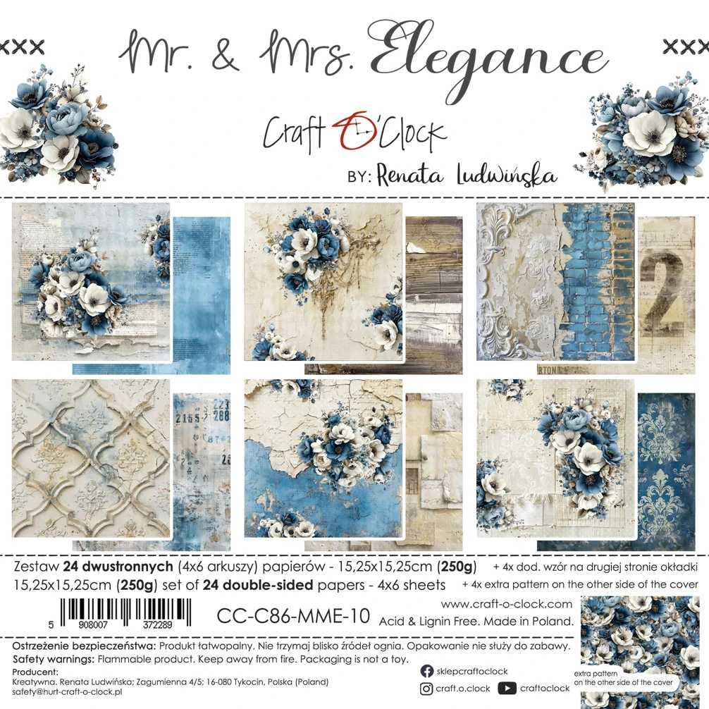 CC-C86-MME-10 MR. & MRS. ELEGANCE - paper pad 15,25x15,25cm