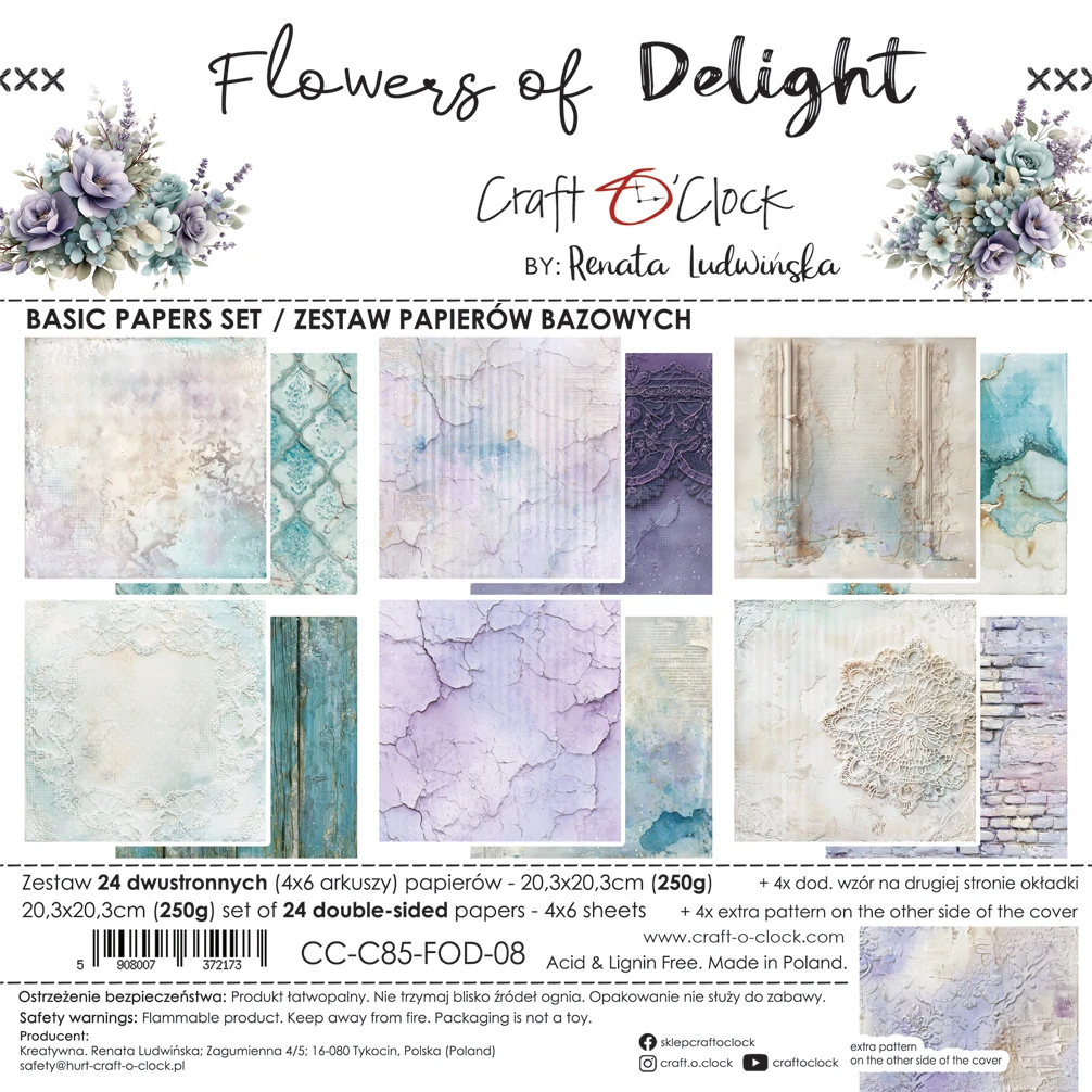 CC-C85-FOD-08 FLOWERS OF DELIGHT - paper pad 20,3x20,3cm -BASIC