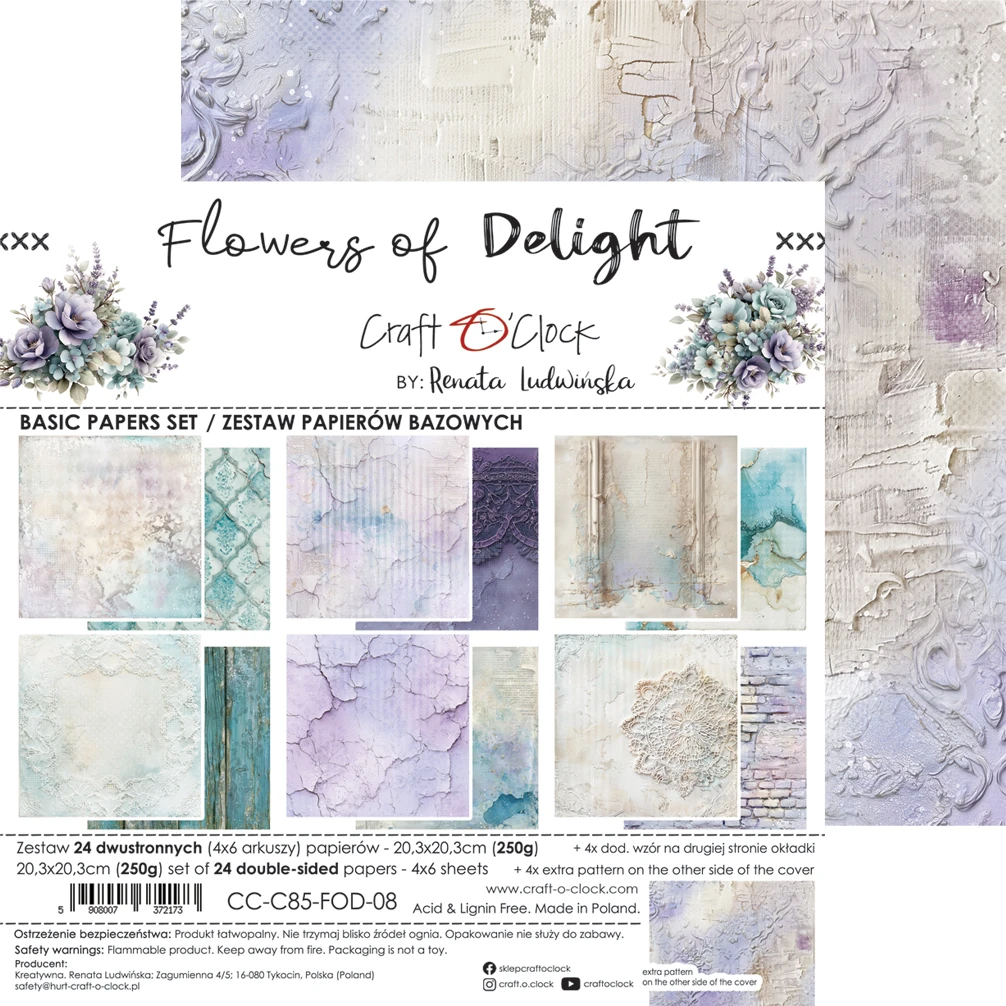 CC-C85-FOD-08 FLOWERS OF DELIGHT - paper pad 20,3x20,3cm -BASIC