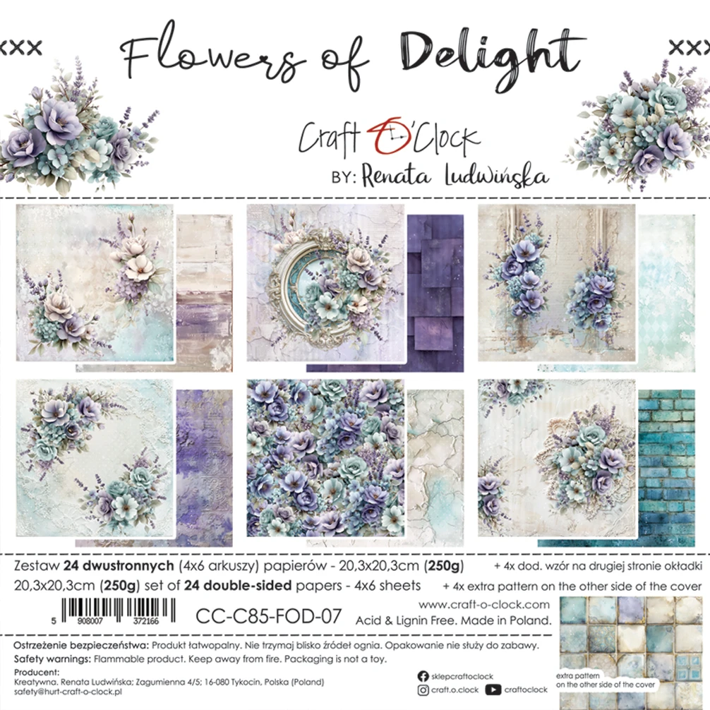 CC-C85-FOD-09 FLOWERS OF DELIGHT - paper pad 20,3x20,3cm -MIX