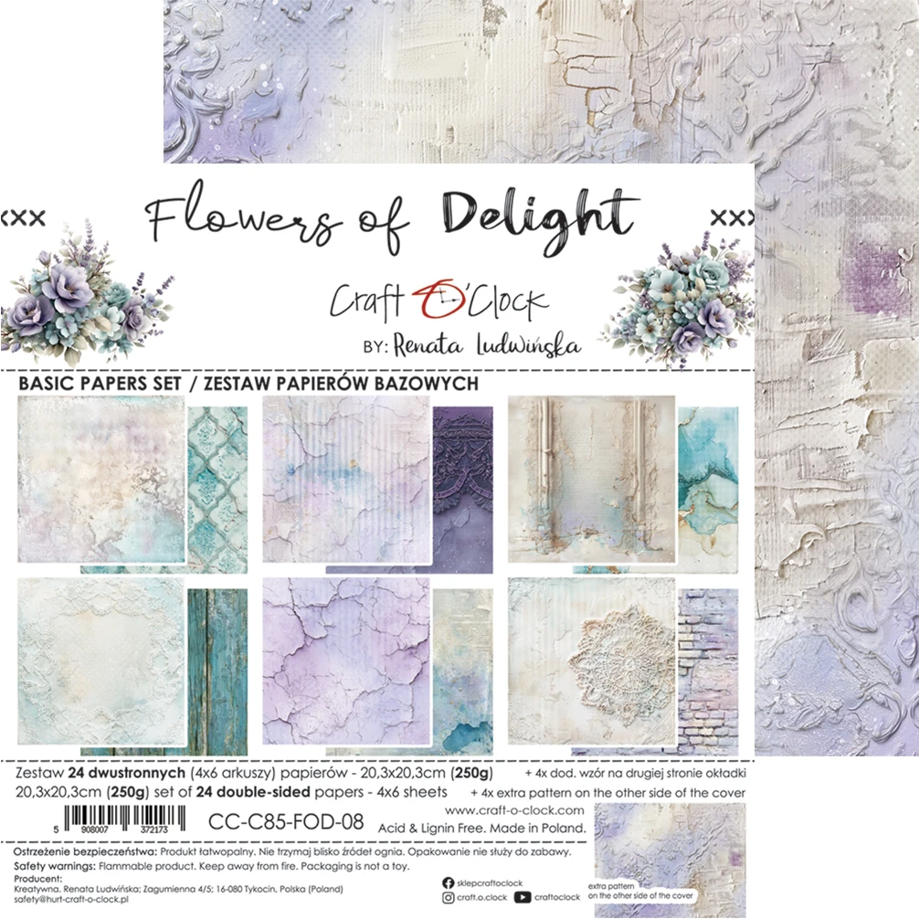 CC-C85-FOD-09 FLOWERS OF DELIGHT - paper pad 20,3x20,3cm -MIX
