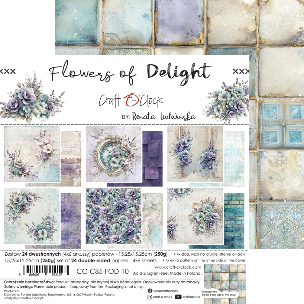CC-C85-FOD-10 FLOWERS OF DELIGHT - paper pad 15,25x15,25cm