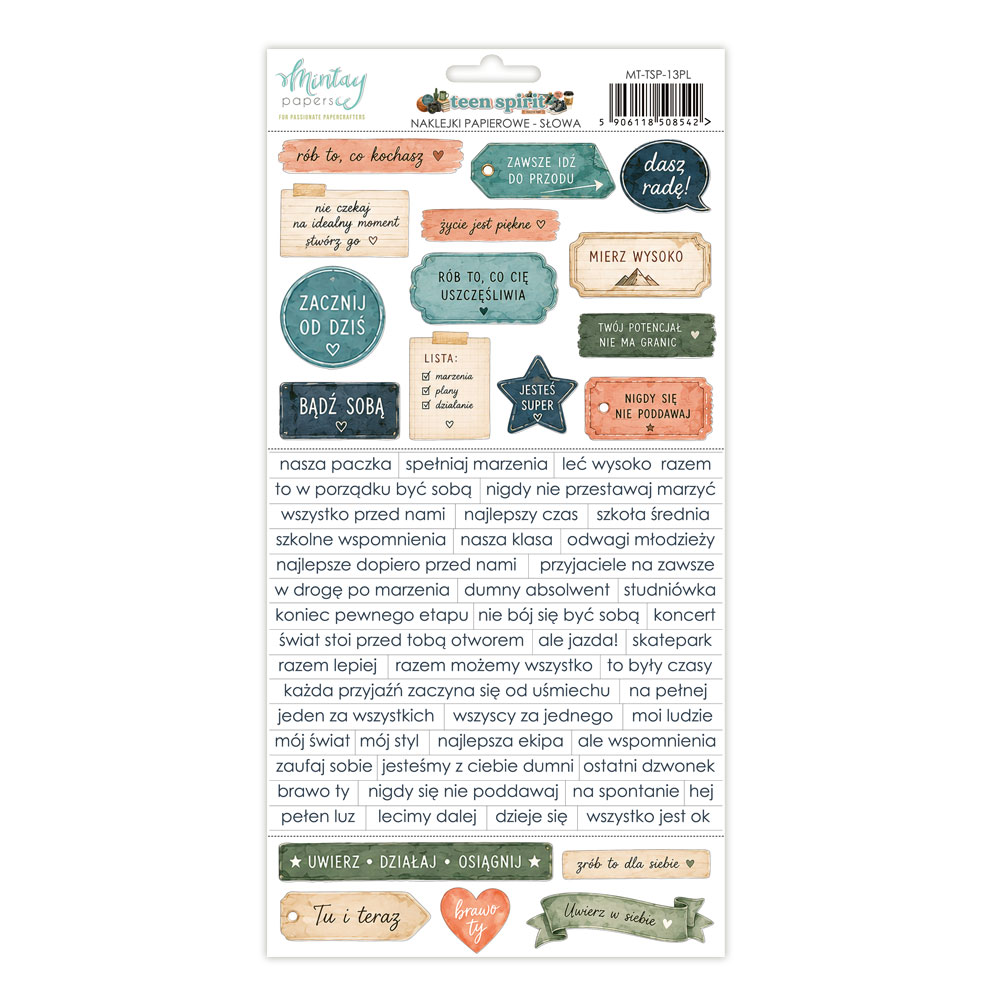 MT-TSP-13PL Teen Spirit Paper stickers - elements PL - MINTAY
