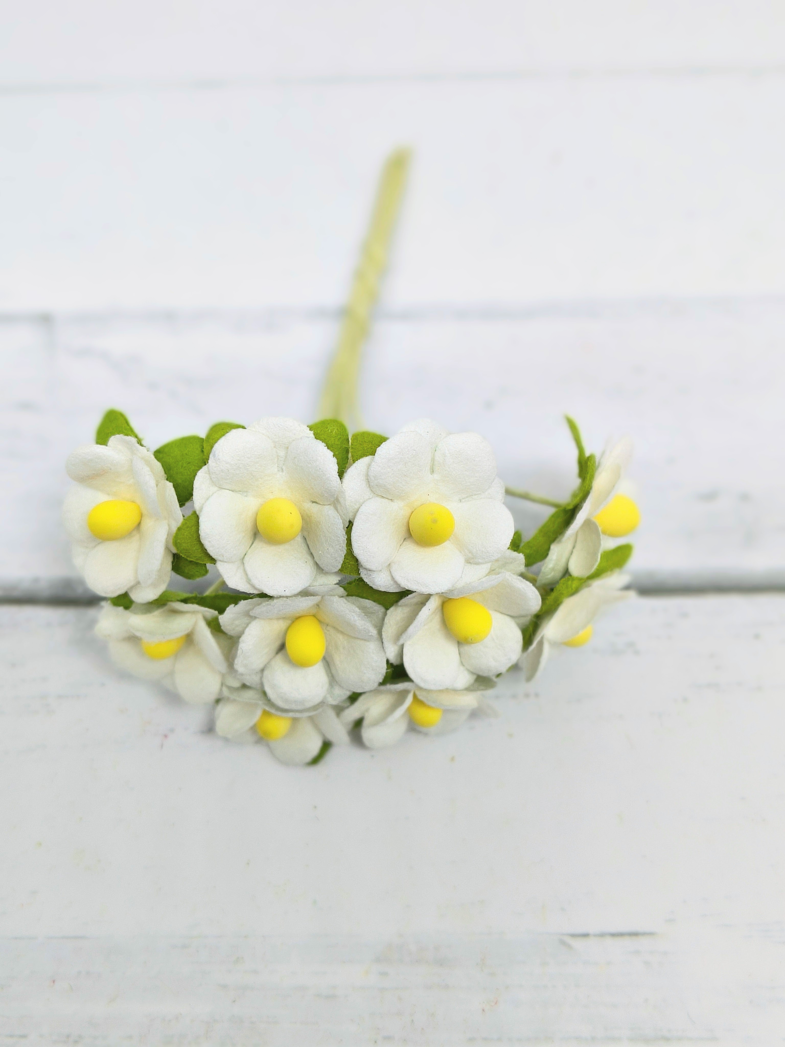 AC-S10m-13 WHITE- Achillea Cottage I am Roses Paper Flowers - 5pcs