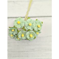 AC-S10m-9 SOLID AQUA BLUE- Achillea Cottage I am Roses Paper Flowers - 5pcs