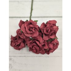 CF-G2-2 Open Roses I am Roses Paper Flowers -BURGUNDY 5pcs