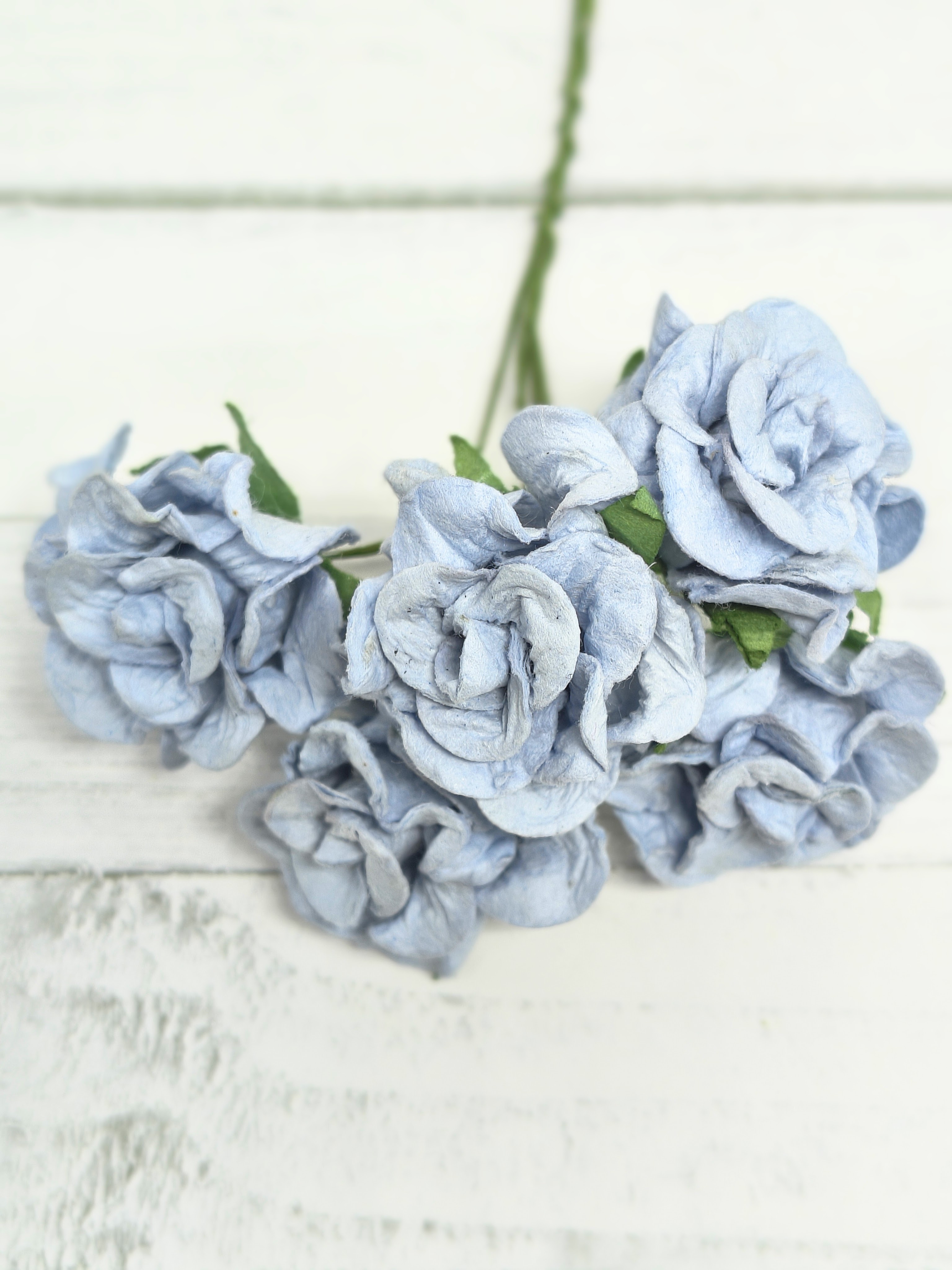 CF-G2-3 Open Roses I am Roses Paper Flowers -BABY BLUE 5pcs
