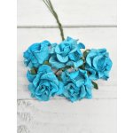 CF-G2-9 Open Roses I am Roses Paper Flowers -TURQUISE 5pcs