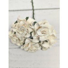 CF-G2-5 Open Roses I am Roses Paper Flowers -WHITE 5pcs
