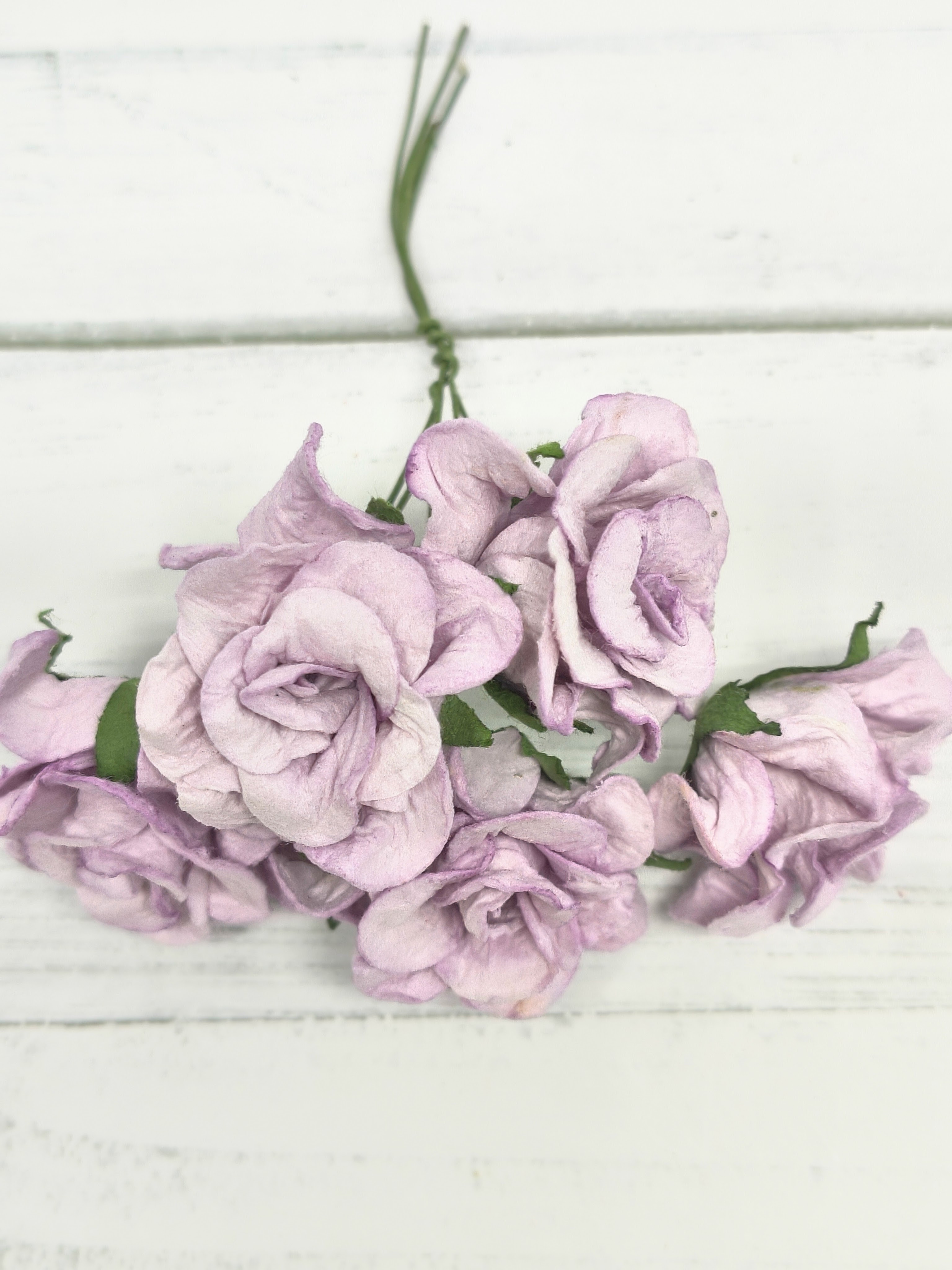 CF-G2-6 Open Roses I am Roses Paper Flowers -LILAC 5pcs