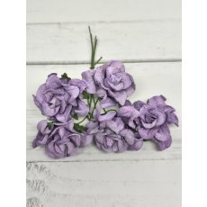 CF-G2-7 Open Roses I am Roses Paper Flowers -PURPLE 5pcs