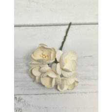 CHB-S3-2 WHITE Cherry Blossoms I am Roses Paper Flowers - 5pcs