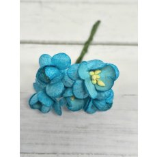 CHB-S3-7 TURQUISE Cherry Blossoms I am Roses Paper Flowers - 5pcs
